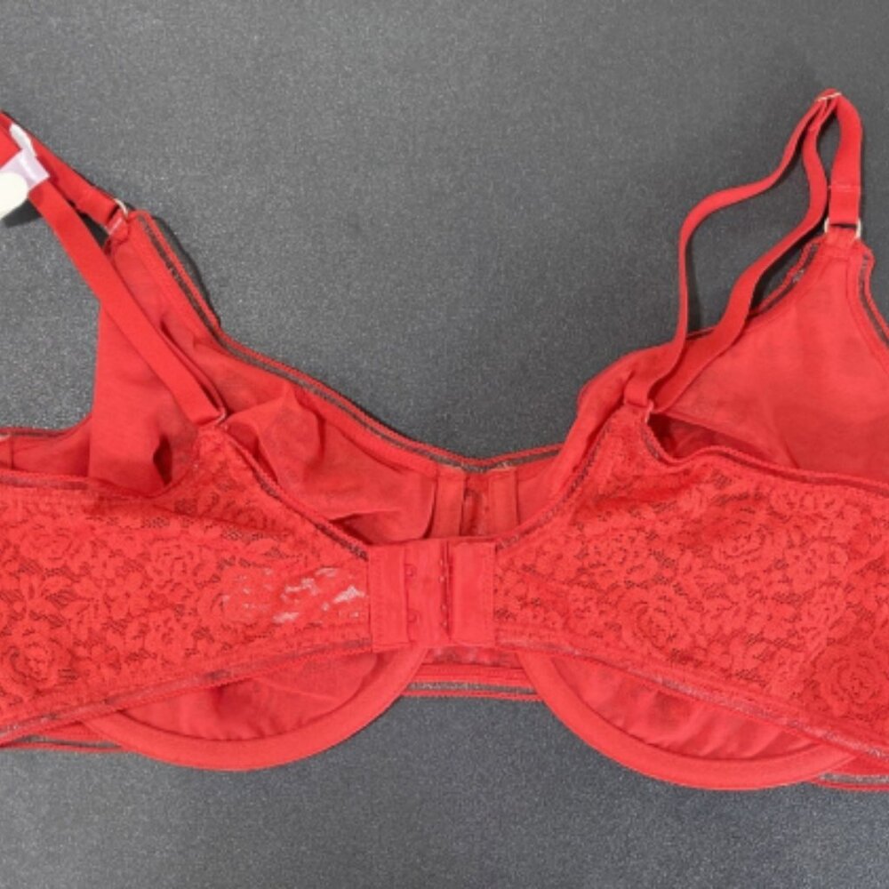 Maidenform Women's Underwire Red Lace Demi Bra Size 38D 10814 - Picture 3 of 3